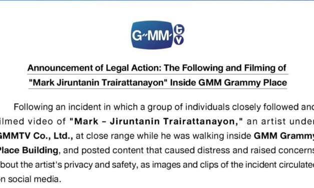 GMMTV Tempuh Jalur Hukum Terkait Perekaman Ilegal Aktor Mark Jiruntanin oleh Penguntit di Gedung GMM Grammy Place